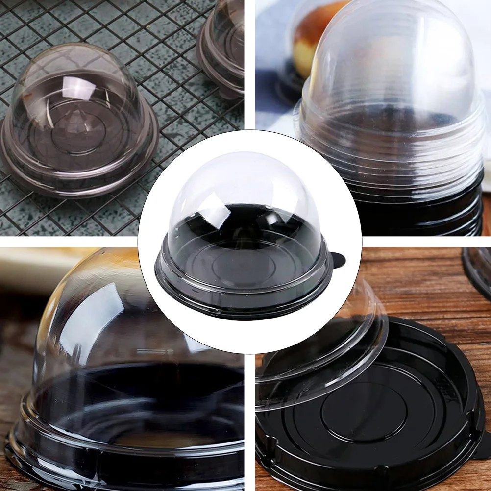 

100 pcs Bakery Boxes Waterproof Cupcake Containers For Cakes Moon Cakes Pastries Desserts Portable Storage Cases Black