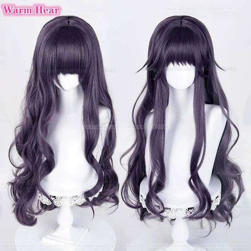 Waguri Kaoruko Long 90cm Purple Grey Curly Heat Resistant Synthetic Hair Halloween Party Cosplay Anime Wigs + Wig Cap gkl/6
