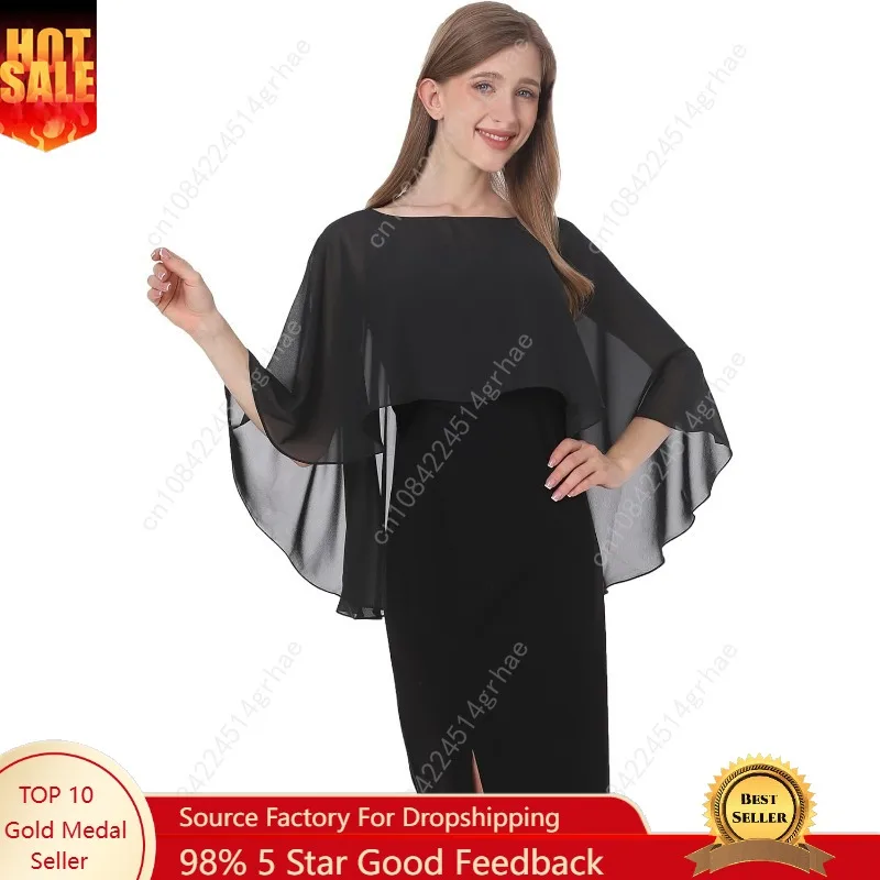 

Baoqiya Women's Capelet Shawls and Wraps for Evening Dresses Soft Bridesmaid Shawl Chiffon Cape Wedding Cover Up