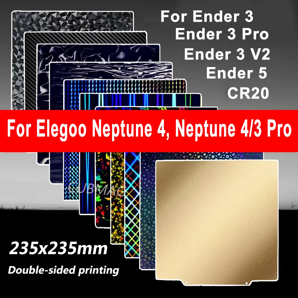 

For Elegoo Neptune 4 Build Plate Neptune 3 Pro Heated Bed Double Sided Spring Steel PEI Sheet for Ender 3 V2, Ender 3, Ender 5