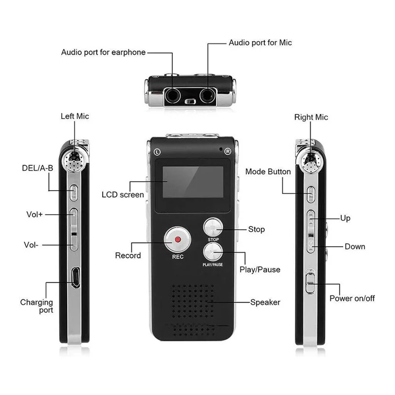 Imagem -02 - Digital Evp Voice Activated Recorder Equipamento Paranormal Usb us 8gb Preto