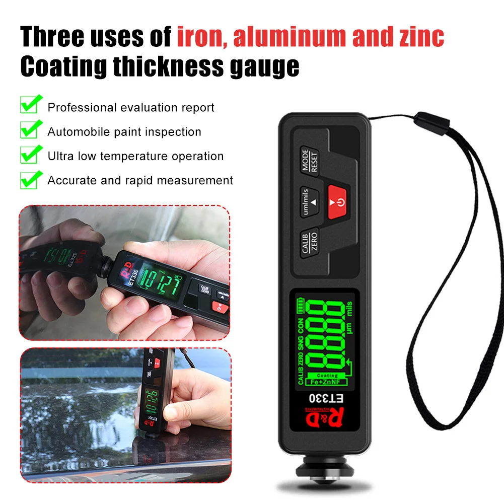 

ET-330 Paint Coating Thickness Gauge Meter Electroplate Metal Fe +Zn NFe Painting Thickness Gauge Width Measuring Instruments