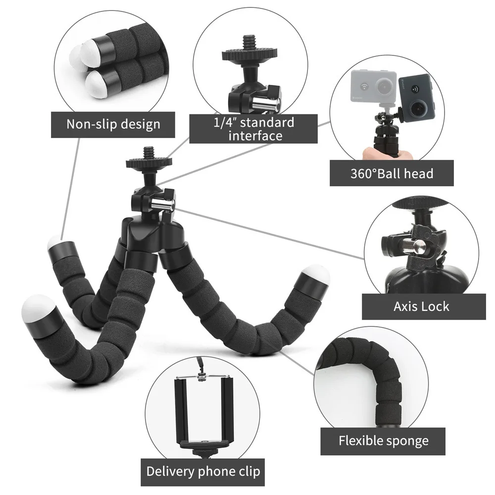 Sponge Octopus Tripod Stand for Live Streaming Lazy Deformation Mobile Phone Holder Portable Camera Tripod