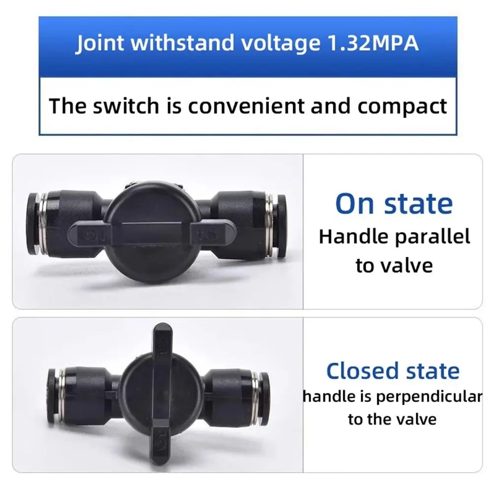 1Pcs Pipe Fitting Hand Valve Quick Joint Connector Push In Turn Switch Pneumatic Valve Current-limiting Plastic