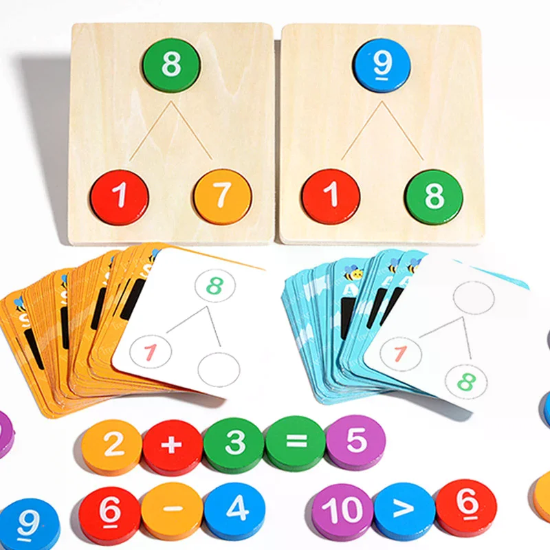 Crianças matemática educação precoce auxiliares de ensino de madeira digital descomposição aritmética montessori brinquedo número cognição contagem brinquedos