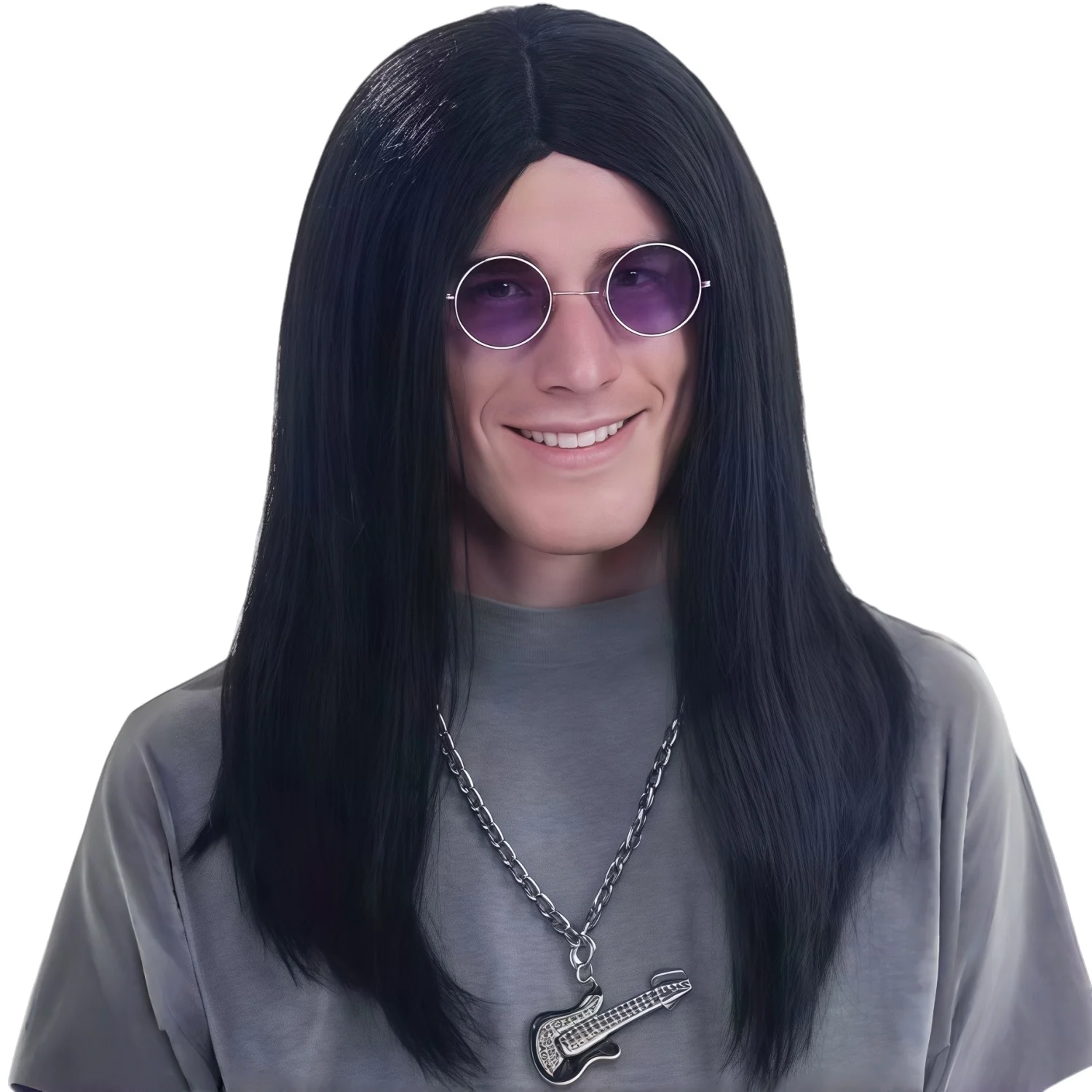 Cos Wig, Medium-Length Hair, Black Men's Synthetic Wig, Suitable for Daily Wear, Heat-Resistant Fiber, Role-Playing, Halloween