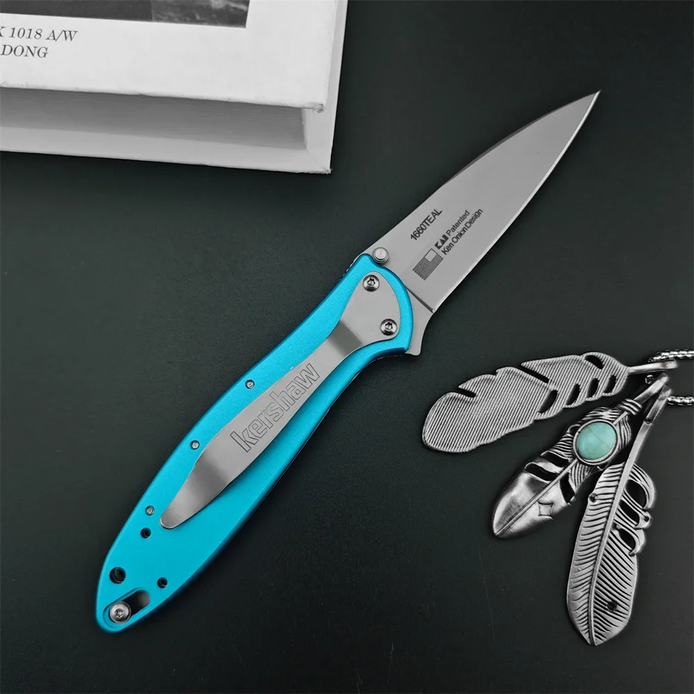 High Hardness KS 1660 Onion Leek Pocket Flipper Folding Knife 8Cr13Mov Blade Aluminum Alloy Handle Hunting Tactical EDC Tool