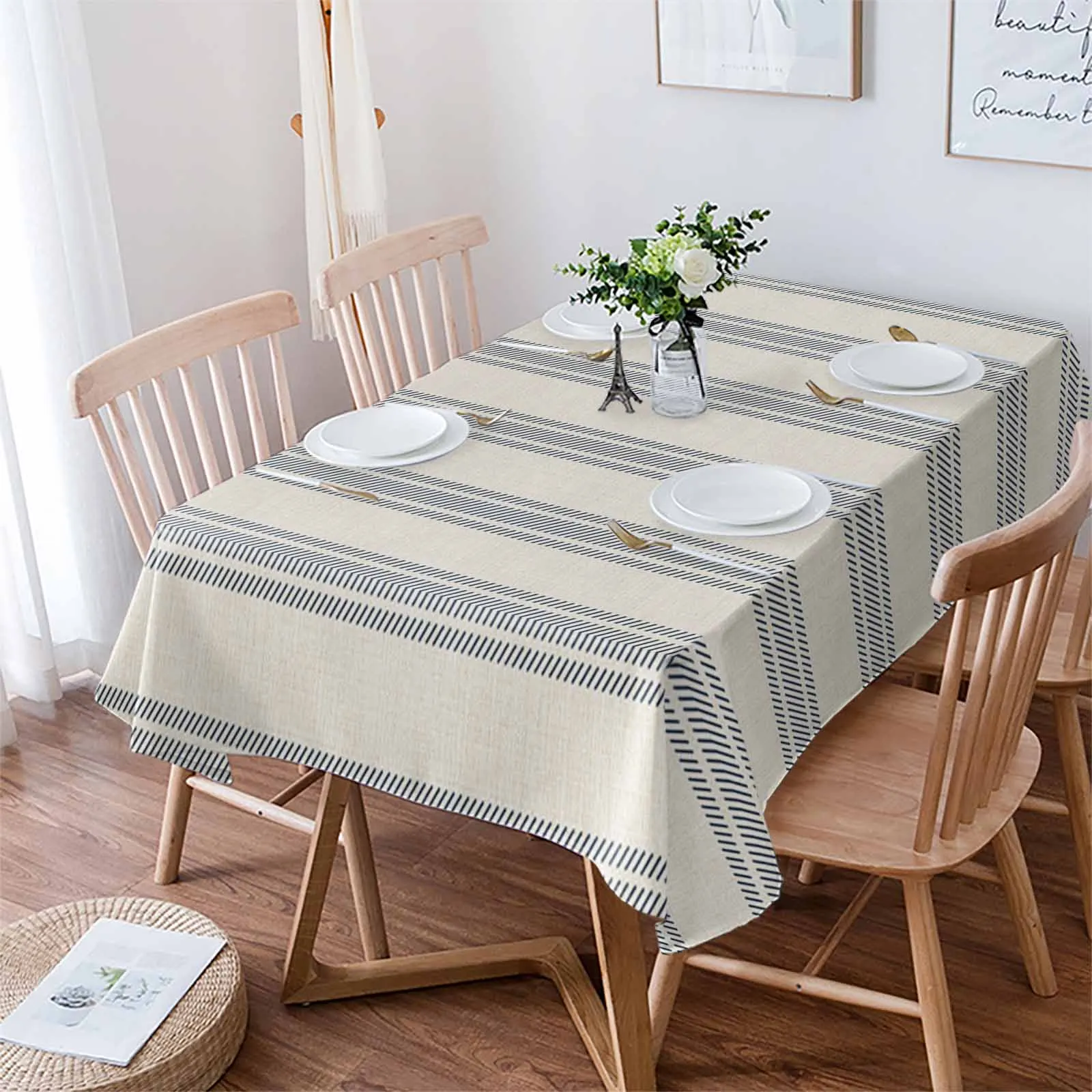 Hand Drawn Lines  Tablecloth Waterproof Dining Table Rectangular Round Table Cover Home Kitchen Decoration