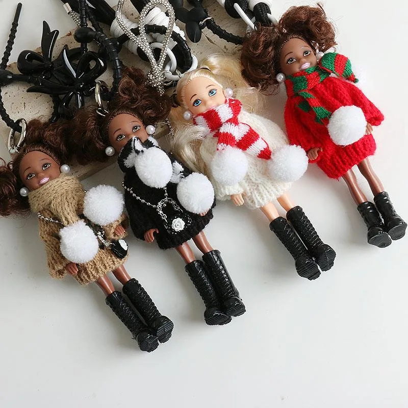 Cute Black Skin Princess Doll Toy Backpack Pendant Hanging Ornament DIY Dress Up Bag Charm Car Key Ring Bag Decoration For Doll