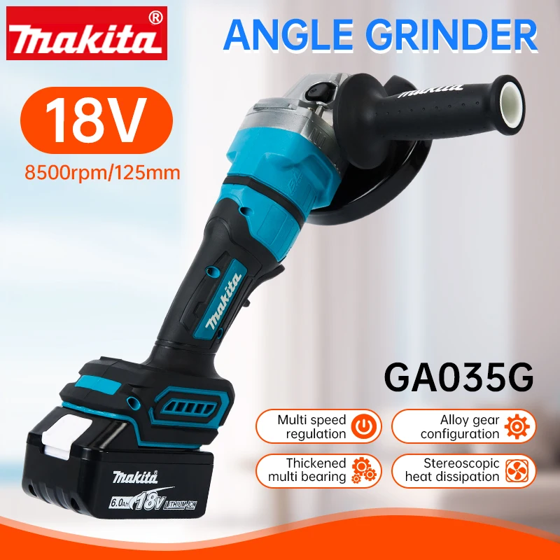 Makita Rechargeable Angle Grinder Brushless Lithium Electric Hand Mill Handheld Angle Grinder Ga035g Ga050g