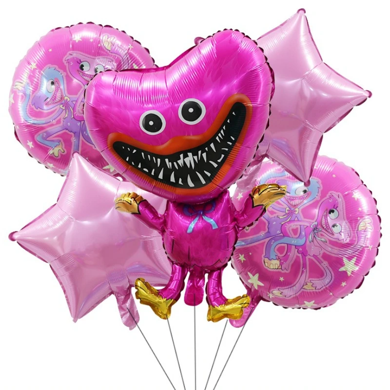 5PCS Game Poppy Playtimes Series Theme Balloon Cartoon Character Creative Printing Foil Balloon Birthday Party Supplies