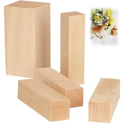 5Pcs Basswood Carving Block Natural Wood Carving Block 2 Sizes Portable Unfinished Wood Block Carving Whittling Art Supplies