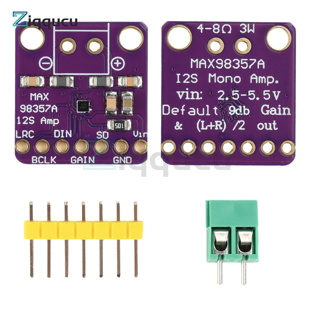 

MAX98357 I2S Audio Amplifier Module Audio Amplifiers Filterless Class D Amplifier for ESP32 Raspberry Pi