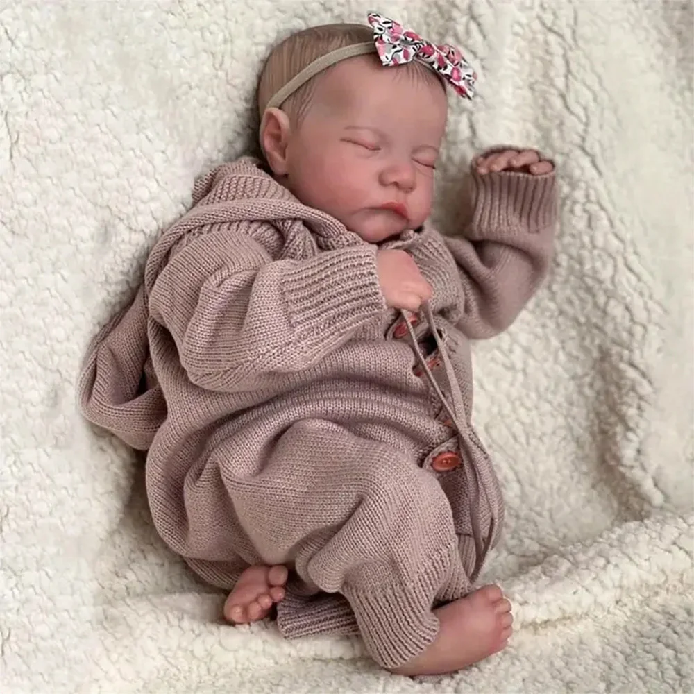 Risbecko Lifelike 43cm Finished Reborn Doll, Like Real Baby Handmade Art Doll, 3D Painted Skin With Visible Veins Vinyl Limbs