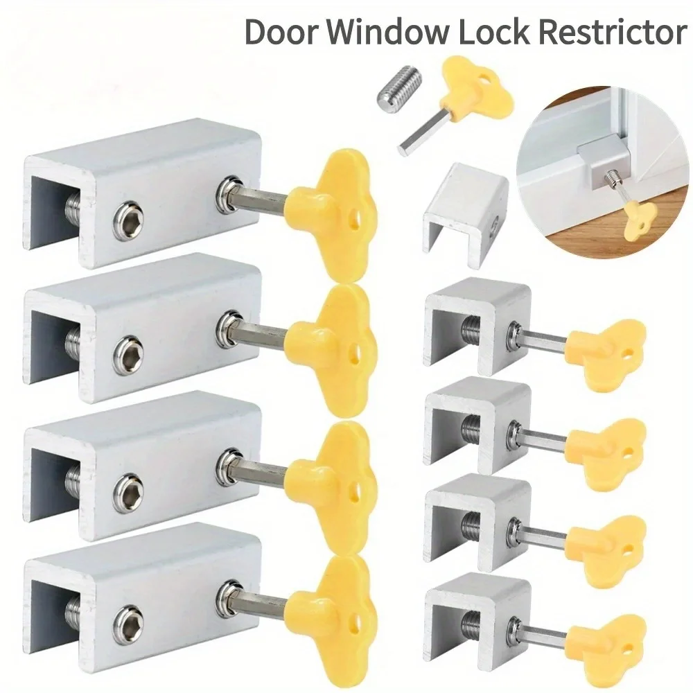 2-4PCS Adjustable Window Lock Stopper Safety Locks Restrictor for Baby Kids Non Punch Sliding Door Window Limit Lock Hardware
