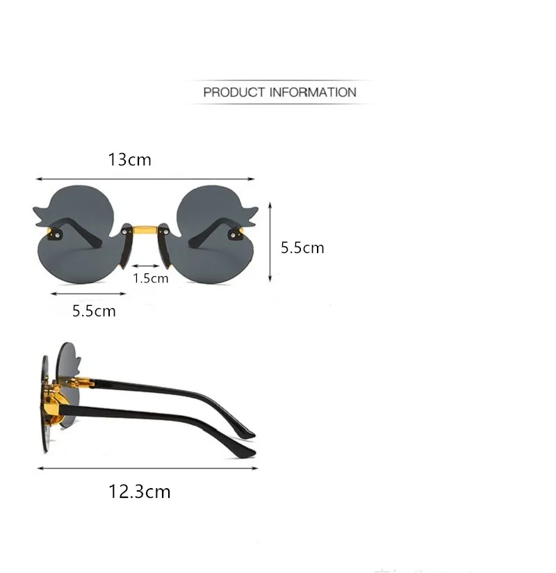 Gafas de sol sin montura con forma de pato de dibujos animados para niños, gafas decorativas para niños, sombrilla Anti ultravioleta, fiesta de moda