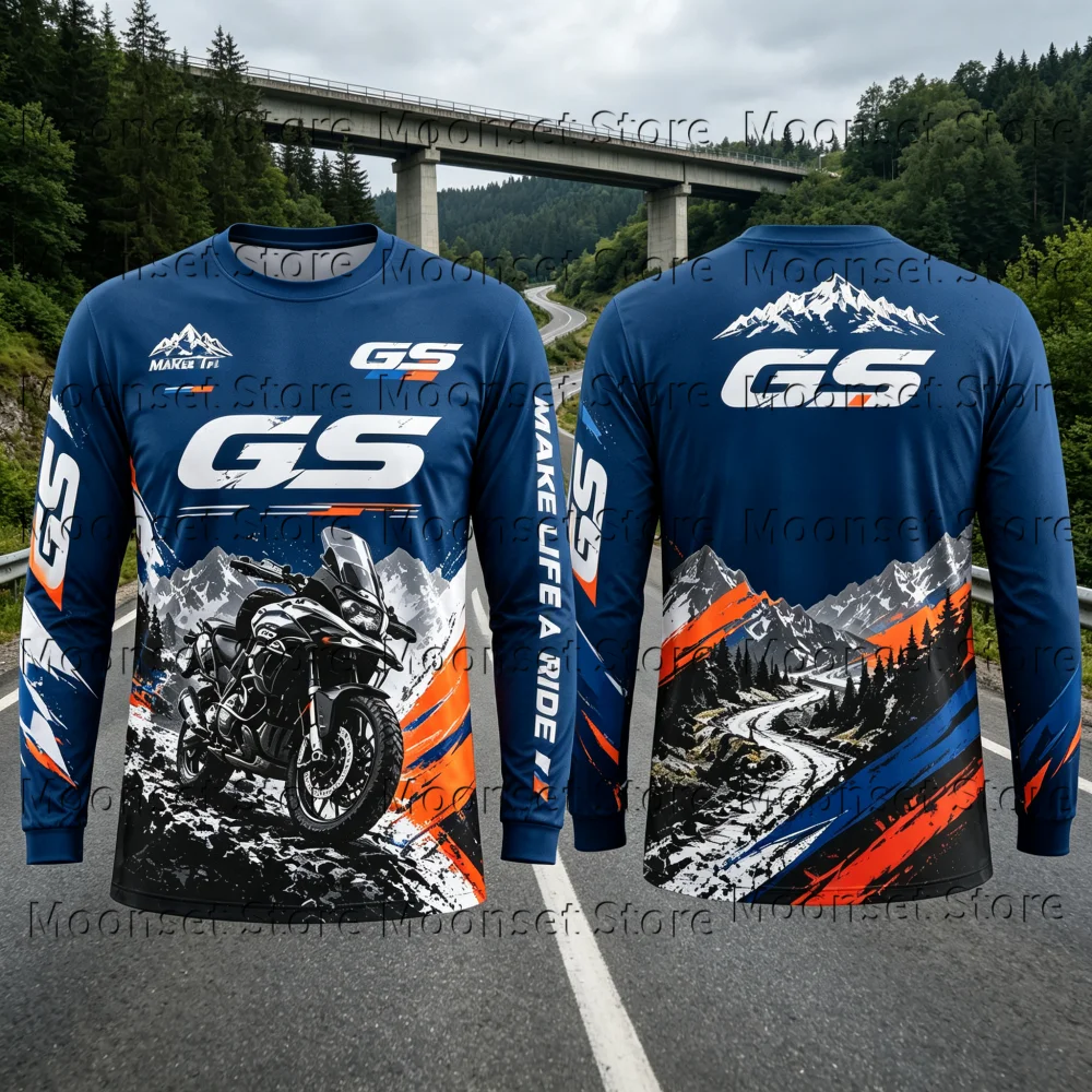 Men GS Motorcycle Long Sleeve T‑Shirt Sweatshirt Mountain Off‑road Tee Quick Dry Breathable Motocross Jersey Sports Casual Tops
