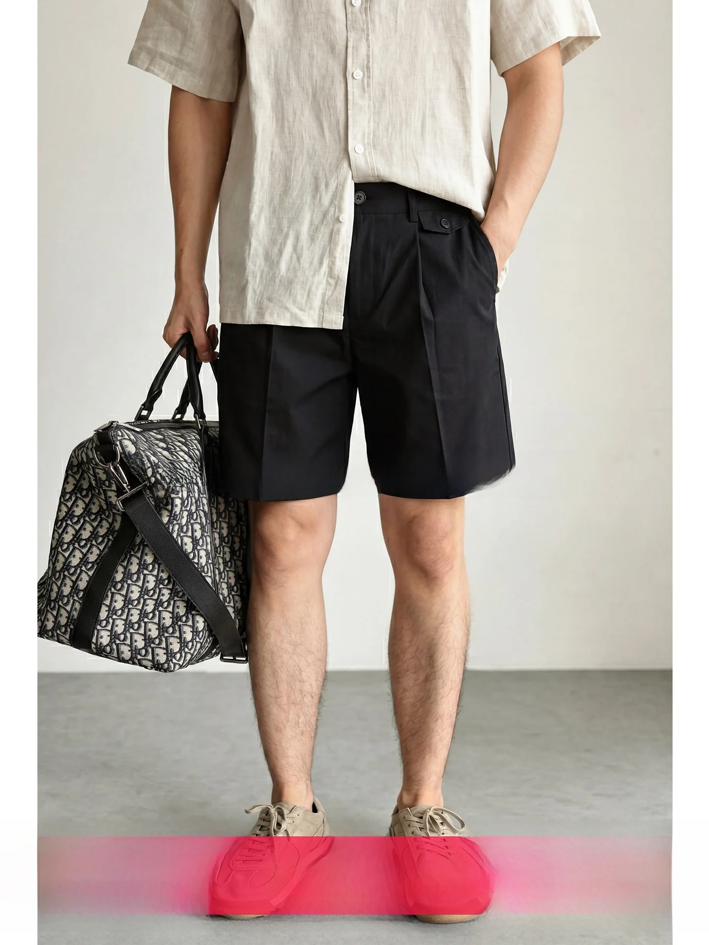 

Uader Men's Breathable Linen Shorts Casual Five-Quarter Length Comfortable Elastic Waist Urban Commute Summer Fashion City Cl...