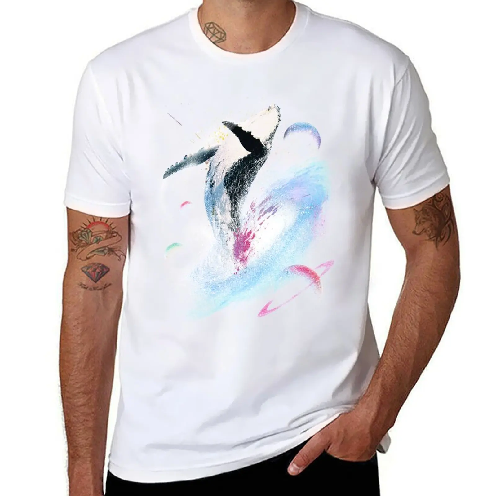 

Space Whale TShirt Funny surreal Whale jumping out of a Galaxy T-Shirt man t shirts cotton T-Shirt