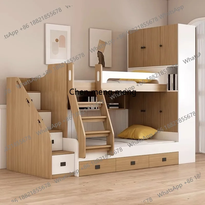 Manufacturer Cheap Price Inventory Stock White Wooden Wardrobe Storage Child Children Bed Kids Bunk Bed With Stair