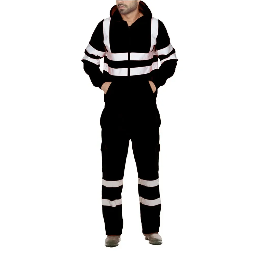 Uniform Set Mannen Sanitaire Werknemers Reflecterende Strip Werkkleding Fleece Koudebestendige Kleding Mannelijke Arbeidspakken Plus Size 3XL