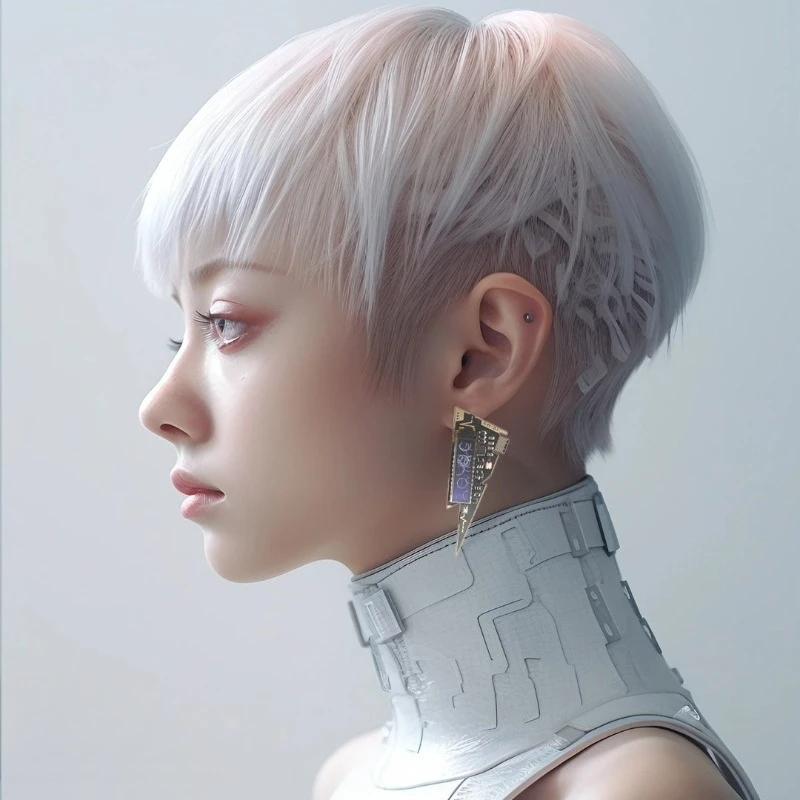 Electronic stud earrings pure sound interactive punk lightning change ear clips cybersci-fi men's and women's New Year's