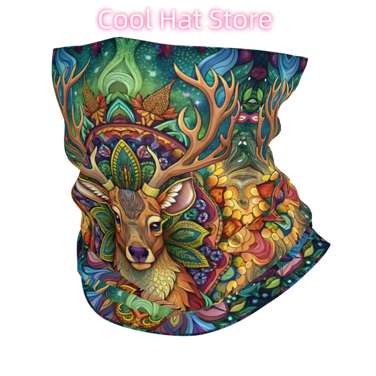 وشاح أبيض للرقبة من DEER Mandala Bandana، أغطية رأس متعددة الاستخدام لصيد الأسماك للجنسين والكبار في الشتاء #1