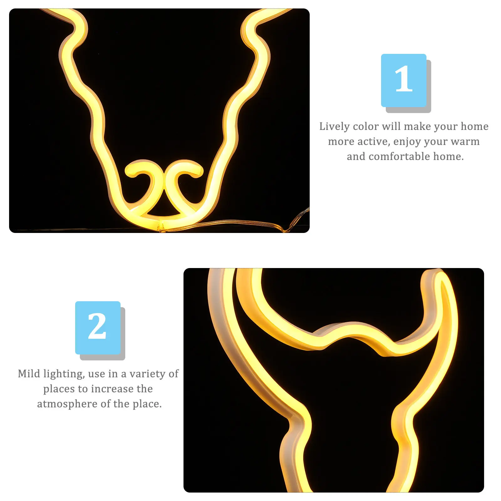 Bull Head Neon Lamp Modern Cool Comfortable Design Eye Catching Wall Window Decor USB Battery Powered LED Neon Light for Kids