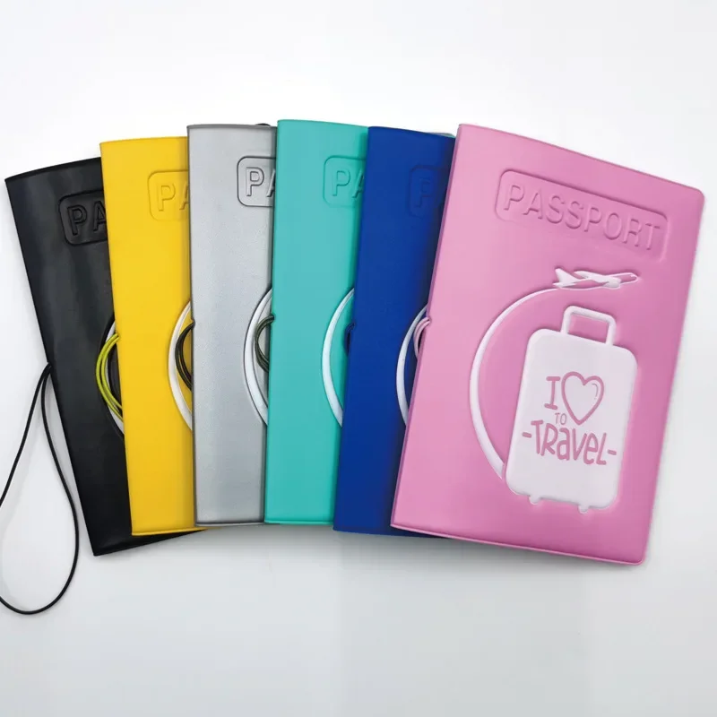 Porta pasaporte para equipaje de moda, funda protectora para pasaporte con patrón I LOVE TRAVEL, funda protectora para viaje mundial, 1 ud.