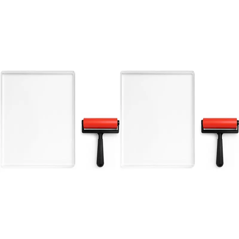 

A53Q-2Pcs 8X10inch Gel Plate, Waterproof And Washable Gel Printing Plate With Rubber, Suitable For Card Making