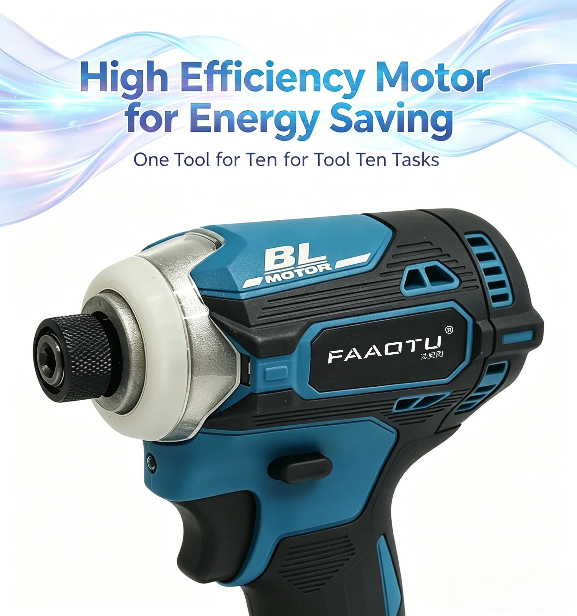 FAAOTU DTD171 Cordless Impact Driver Brushless Motor 18V Electric Drill for Wood Bolt Power Tools Suitable for MT Battery