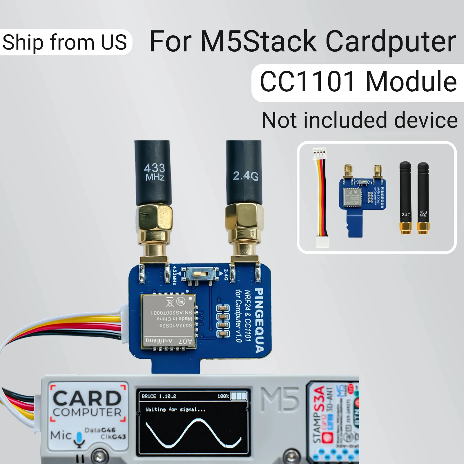 

CC1101 RF Board for M5Stack Cardputer, Supports 433MHz, Easy Plug Grove Port, Bruce Firmware Supported