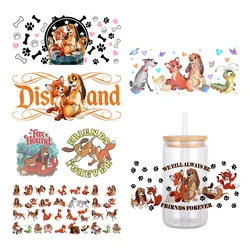 MINI Disney The fox and The hound Pattern UV DTF Transfer Sticker Waterproof Transfers Decals For 16oz Glass Cup Wrap Stickers