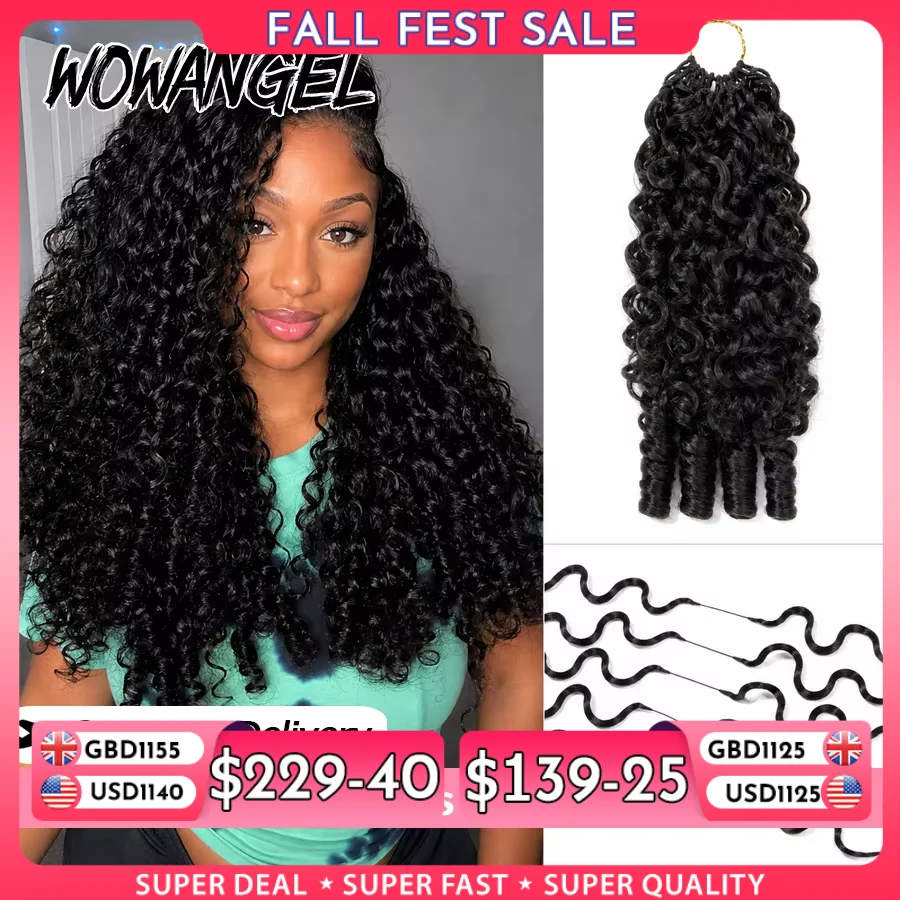 WOWANGEL Burmese Curly Feather Crochet Human Hair Spiral Curly Ends Pre-Separated Hair Extension Miracle Knots Hair For Braiding