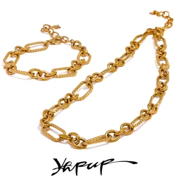 Yhpup Waterproof Stainless Steel Metal Handmade Neck Chain Necklace Bracelet for Women Statement Fashion Jewelry PVD Plated