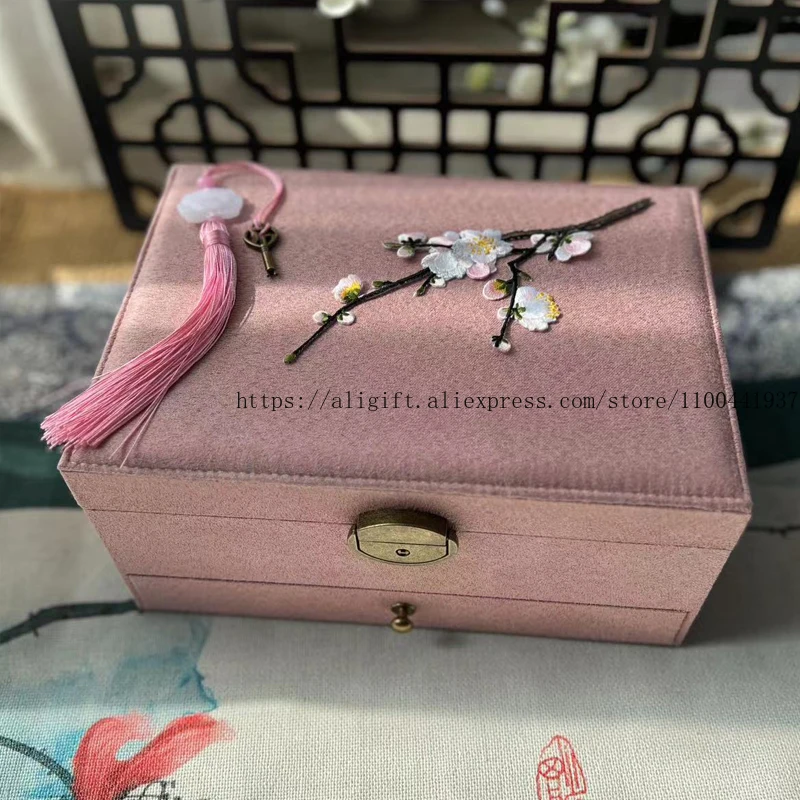 

Multi-Layer Chinese Jewelry Box Large Lockable Storage Case for Bracelets Necklaces & Rings Antique Style Gift Organizer