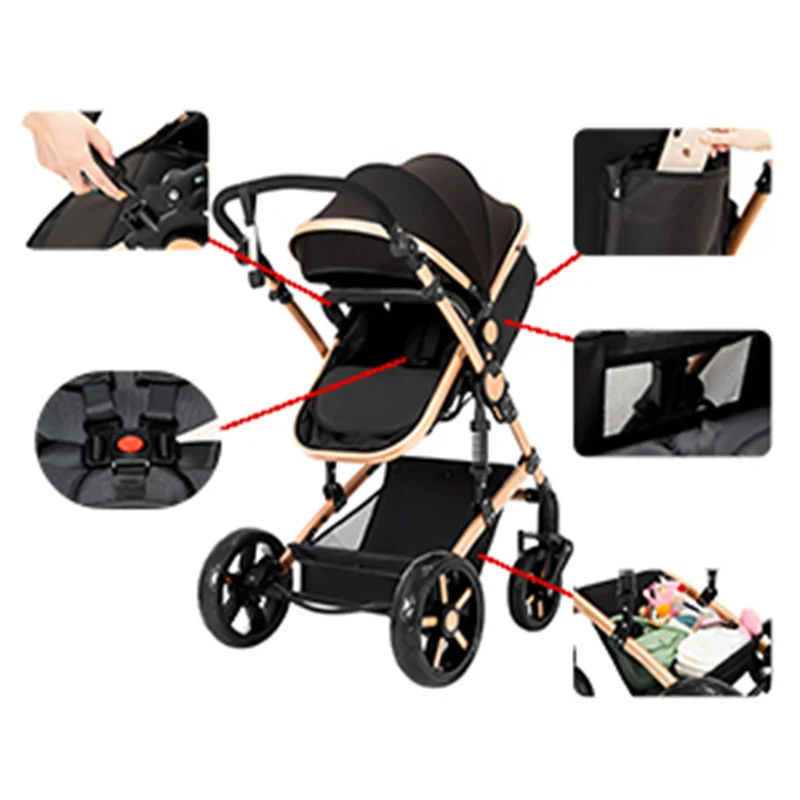 Многофункциональная портативная коляска 3-в-1, коляска высокого обзора с автомобильным сиденьем ISOFIX, двусторонняя система путешествий, новая коляска для новорожденных