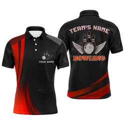 Polo imprimé boule de bowling 3D pour hommes, uniforme de balle personnalisé avec nom personnalisé, vêtements de sport pour hommes, haut à la mode