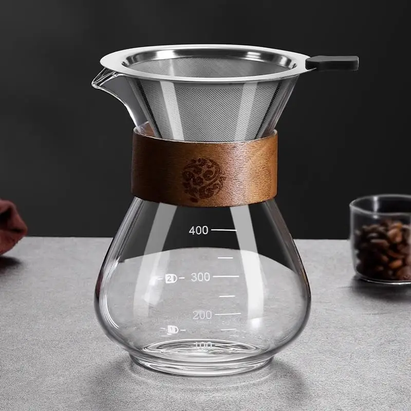 

Glass Hand-Poured Coffee Set with Ear Hanging Filter Cup And Cold Immersion Pot for Sharing Coffee Brewing without Test Paper