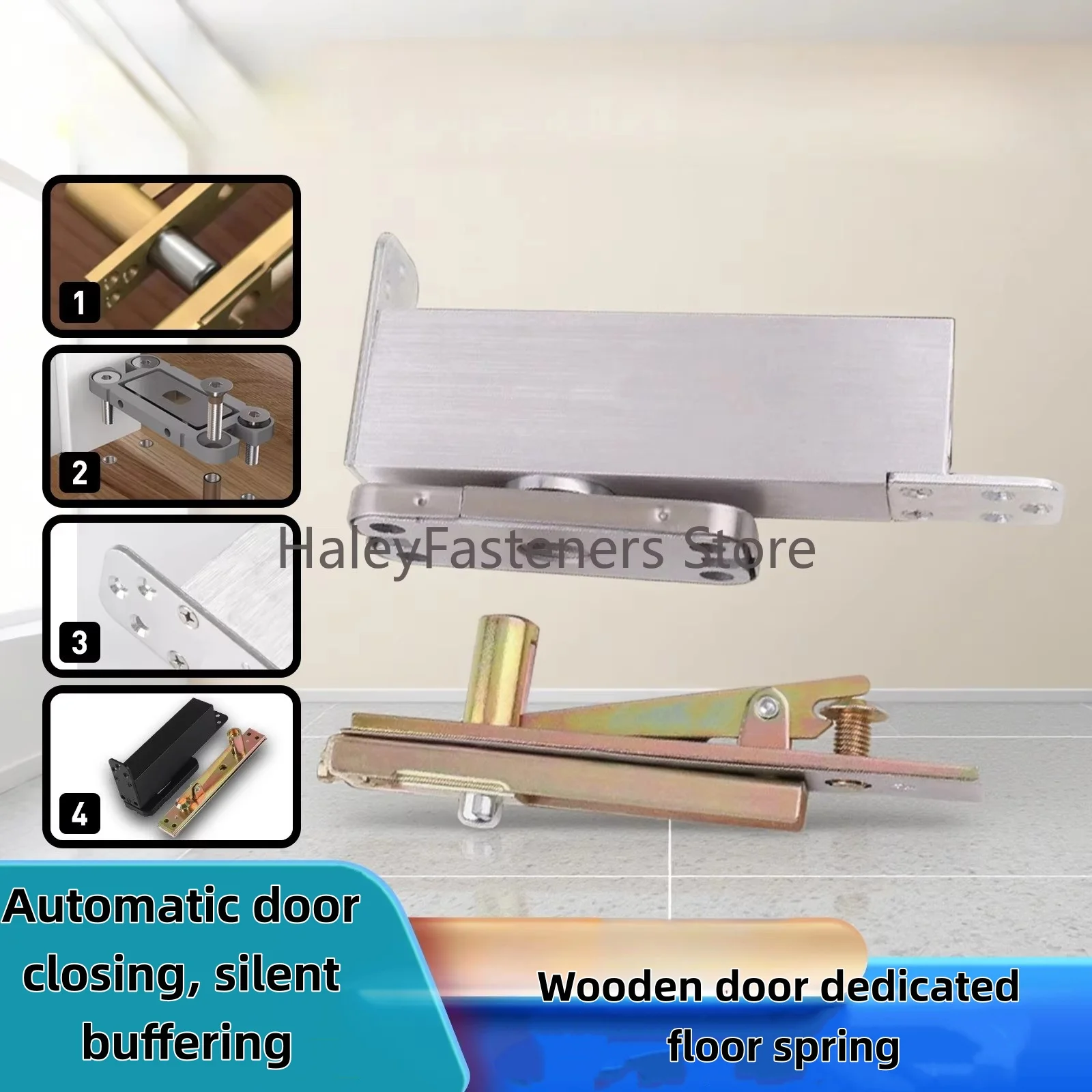Conceal Heavy Door Pivot Hinges 90 Degree Positioning Hydraulic Automatic Hinge Invisible Rotating Rotating Shaft  Spring Hinges