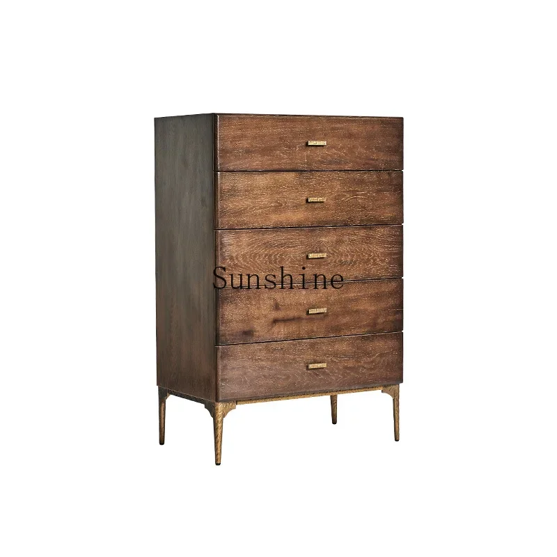 

Light luxury medieval solid wood chest of drawers, bedroom storage, living room locker FT