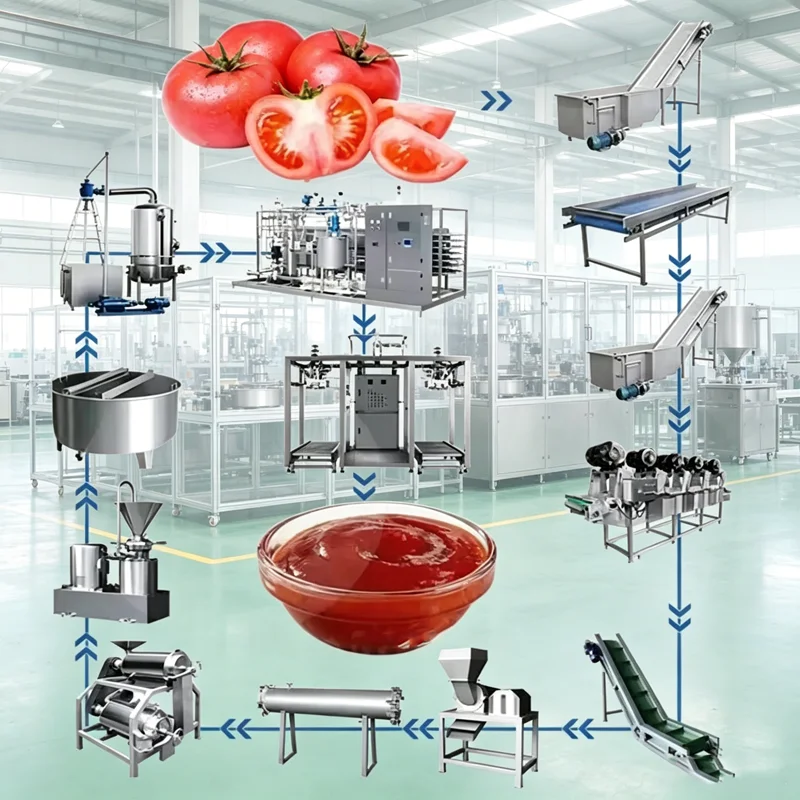 Tomato Ketchup Making Machine, Tomato Sauce Paste Processing Production Line Machine, Tomato Sauce Paste Making Machine Custom