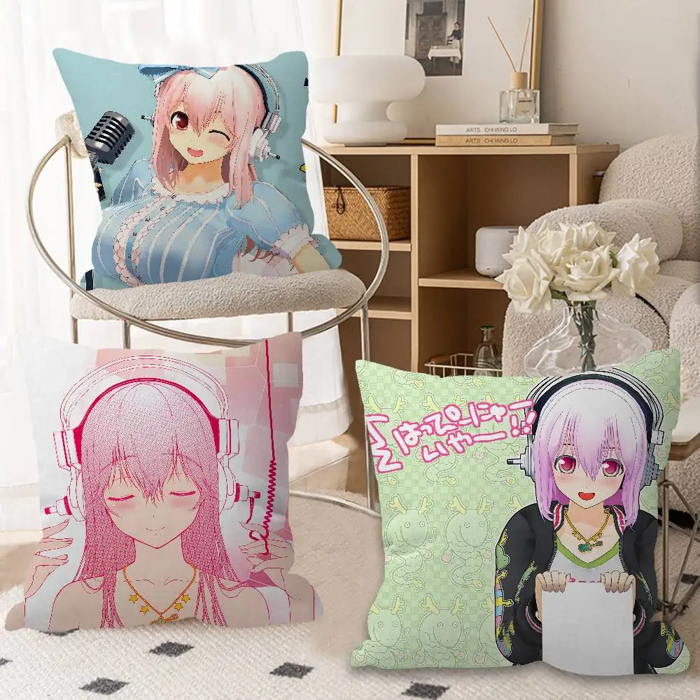 S-Super Sonico Cushion Cover Pillow Cover Decor Pillowcase Printed Cushion Case for Couch
