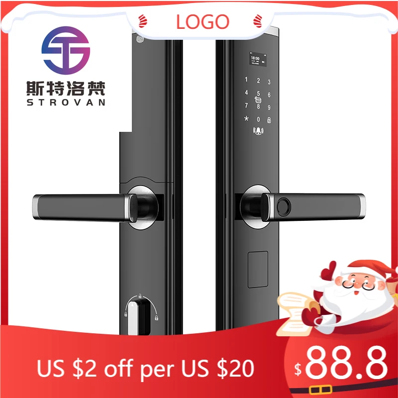 

STLF SOURCE PRICE Wood Door Lock Tuya WiFi Waterproof Security Aluminum Fingerprint Password IP Smart Door Lock for Home
