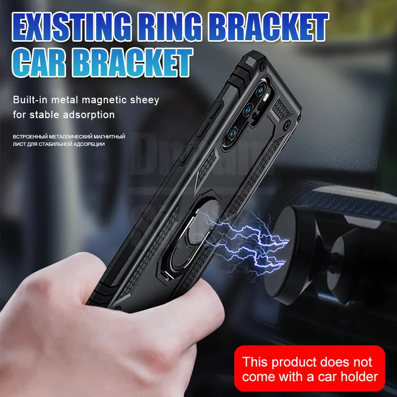 Funda de lujo a prueba de golpes para Huawei P30 Pro P Smart 2019, funda de parachoques suave para Huawei Honor 10 P30 Lite, funda con anillo