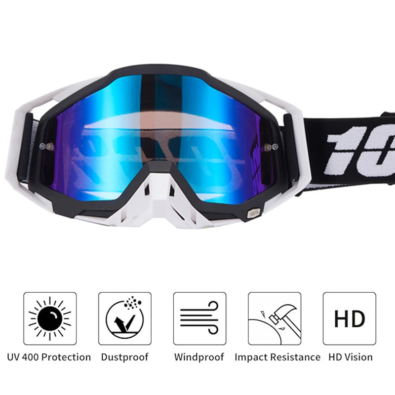 A pair of motorcycle glasses+a transparent lens+a glasses bag. Off road motorcycle racing glasses goggles