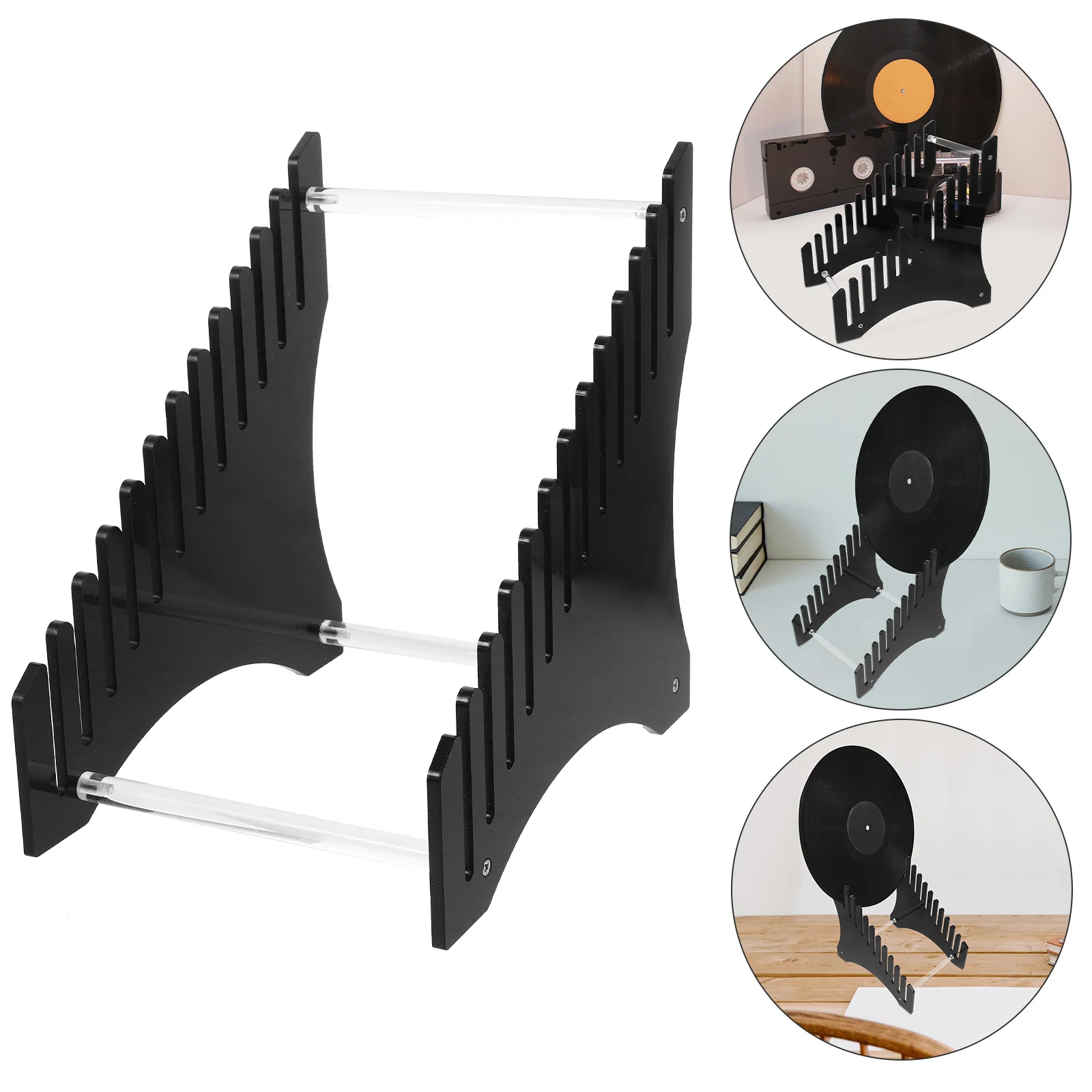 

Record Display Rack Multi-Tier Acrylic Desktop Organizer Tabletop Vinyl Record Holder Magazine Storage Shelf Cd Display Rack