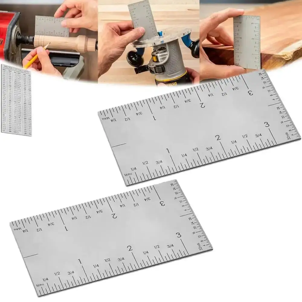 2pcs Portable Practical Multifunctional Mini L-Square Durable Pocket Rule & Edge Marking Tool Ideal Woodworker Gift