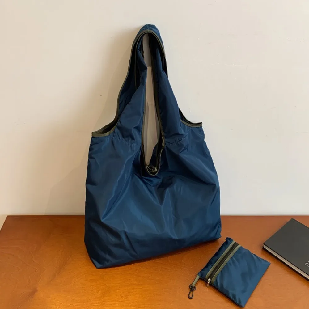 Foldable ~ Handbag Folding Shopping Bag Waterproof Shoulder Pouch Grocery Storage Bag Portable Fold Nylon Tote Bag Supermarket