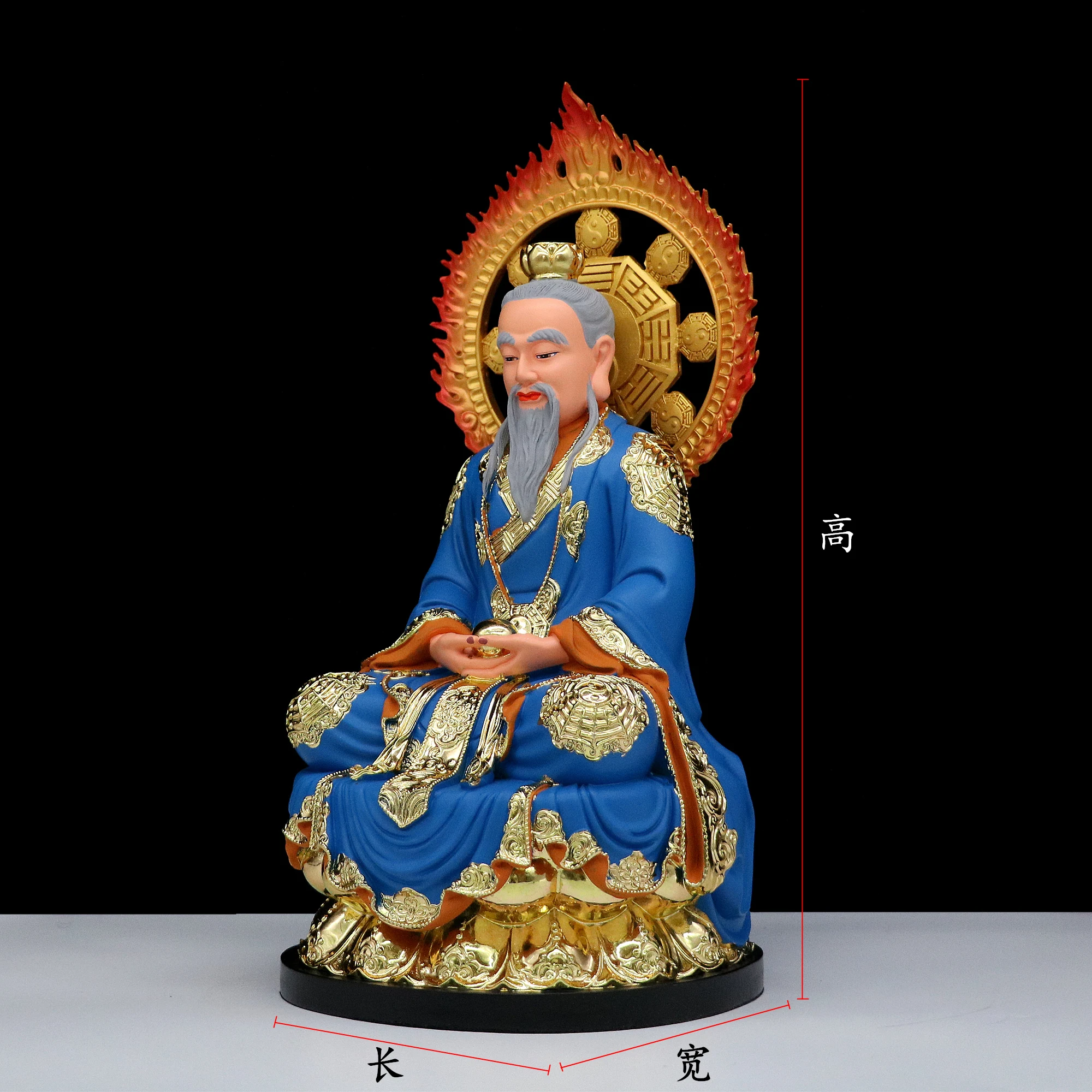 A set 3PCS Buddhism HOME Taoist temple shrine protection SAN QING DAO ZU  Buddha ZU SHI TIAN ZUN Gods Color statue 48CM Large